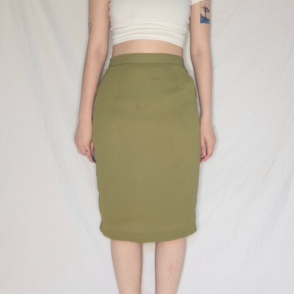 Y2k green high waisted midi skirt